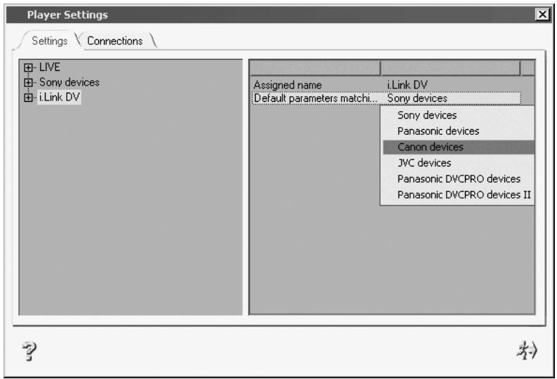 PINNACLE LIQUID EDITION PRO - Default Parameter Matching / Select Device - 1