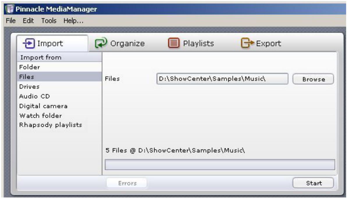 PINNACLE SHOWCENTER - Import - Files - 1