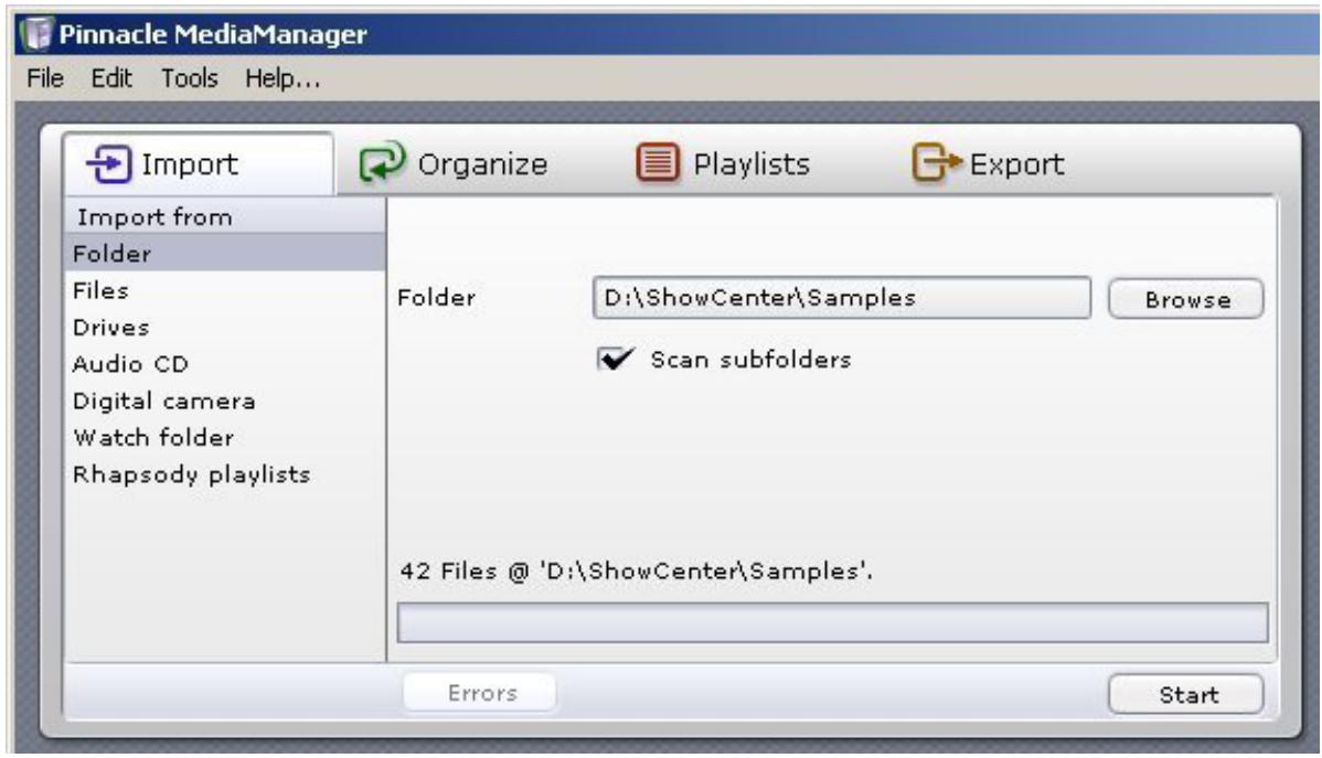 PINNACLE SHOWCENTER - Import - Folder - 1
