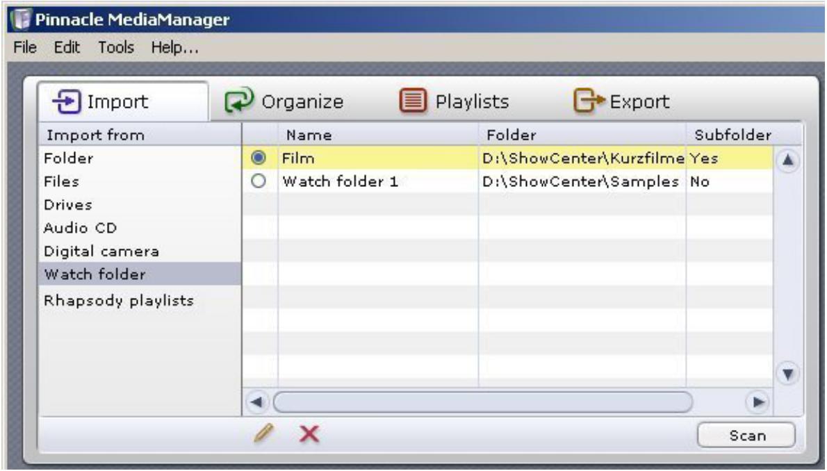 PINNACLE SHOWCENTER - Import - Watch Folder - 1