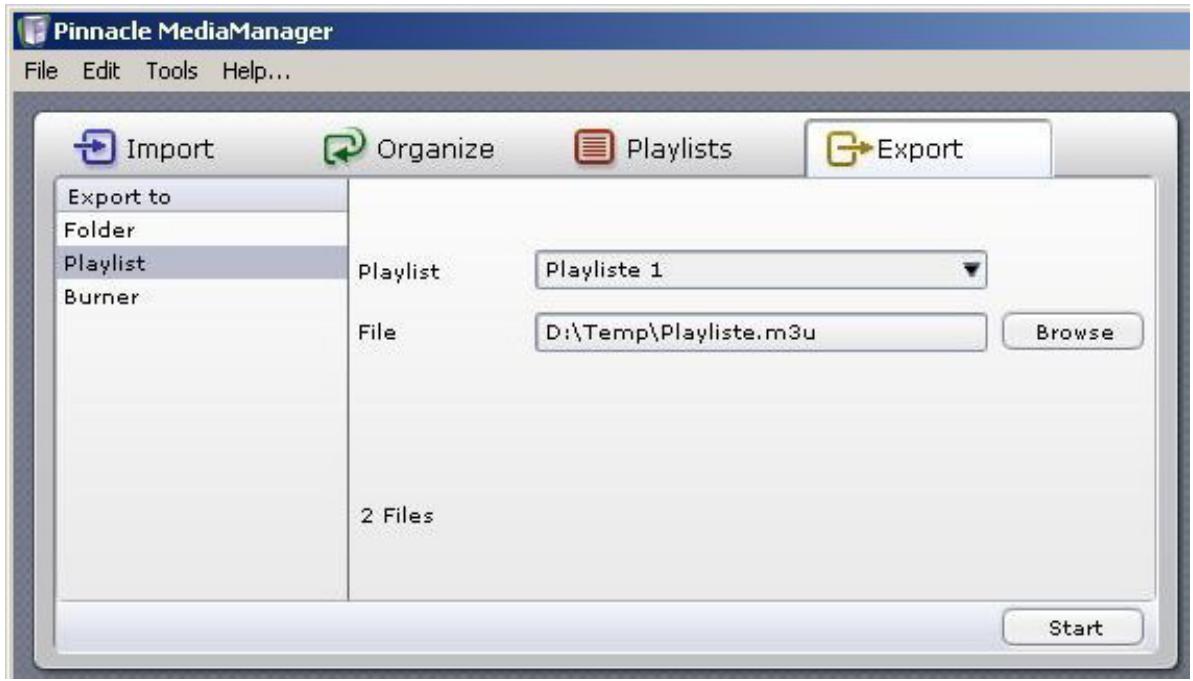 PINNACLE SHOWCENTER - Exporting to an M3U Playlist - 1
