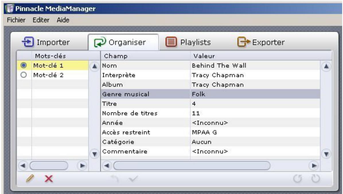 PINNACLE STUDIO 10 - L'onglet organiser - présentation - 1
