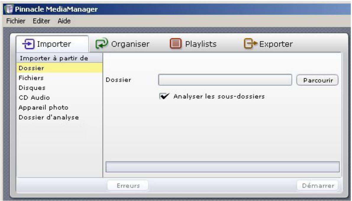 PINNACLE STUDIO 10 - Onglet importer - présentation - 1