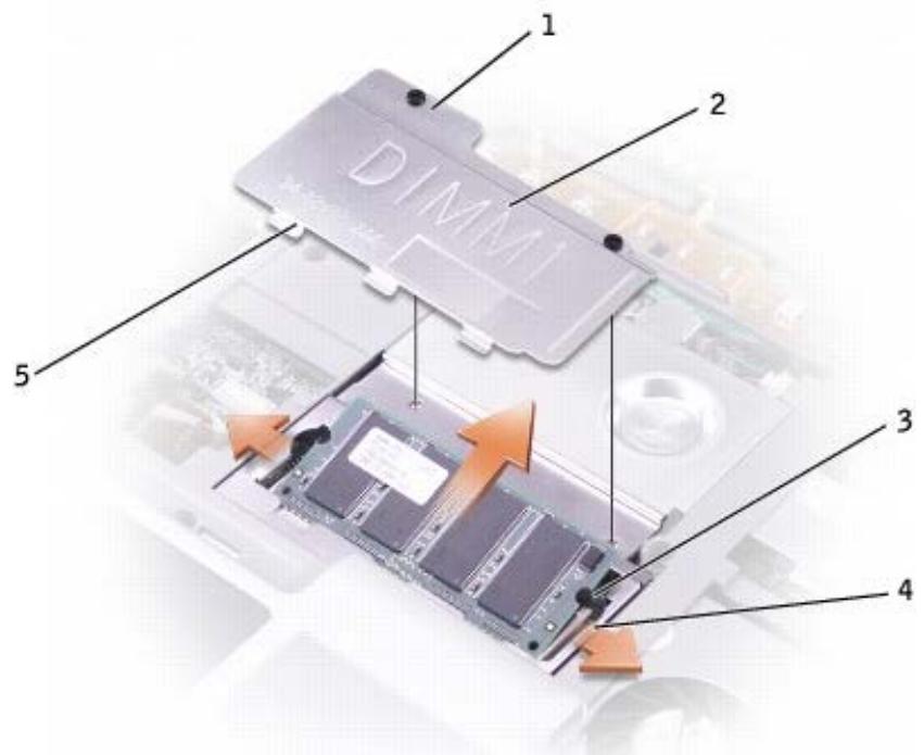 DELL LATITUDE D400 - Installing a Memory Module Under the Keyboard - 1