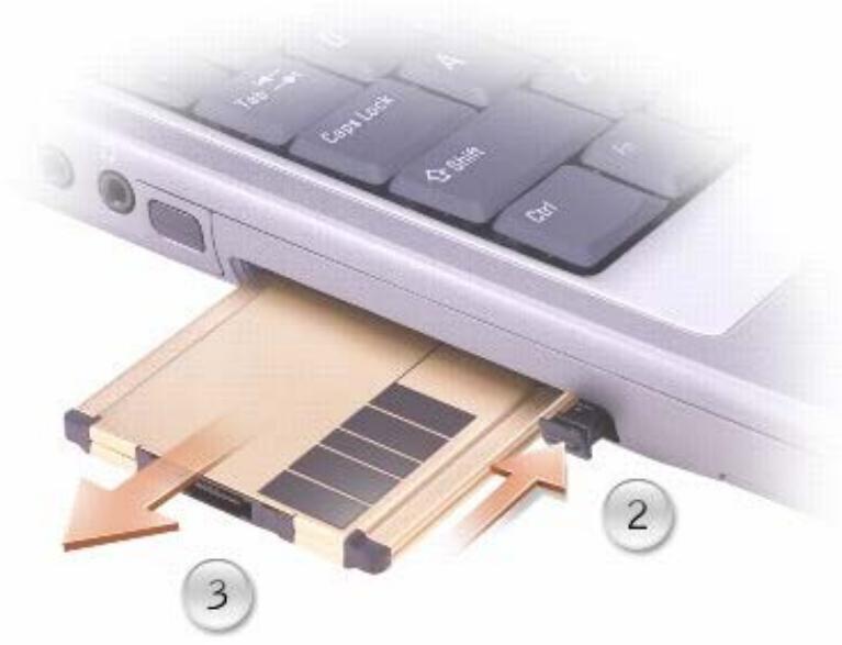 DELL LATITUDE D400 - Removing a PC Card or Blank - 4