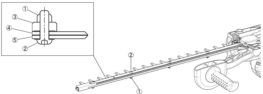 DOLMAR HT-2475 - Ajuste de las cucillas - 6