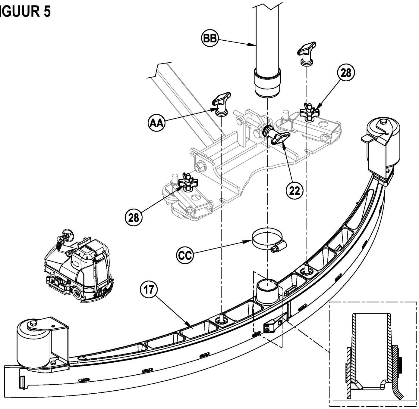 NILFISK BR 1100S - DE ZUIGMOND BEVESTIGEN - 1
