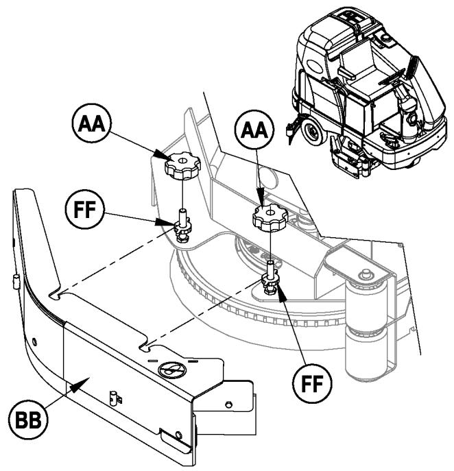 NILFISK BR 1100S - HOOGTE SPATSCHERMEN BIJSTELLEN - 1