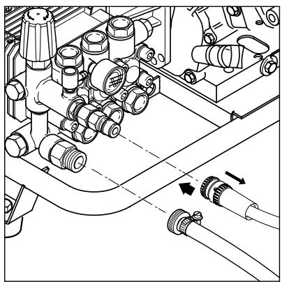 NILFISK POSEIDON 5-53 PE - Connecting the high pressure hose and the water hose - 1