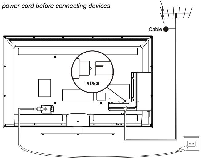 TCL L39E3003F - Connecting the power and antenna - 1