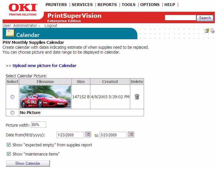 OKI B4350NPS - Supplies Ordering Calendar - 1