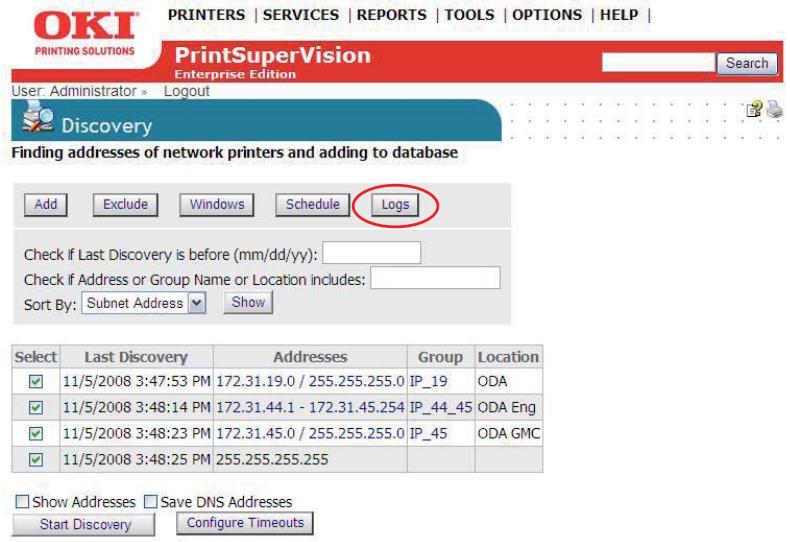 OKI B4350NPS - Discovery: Logs Button - 1