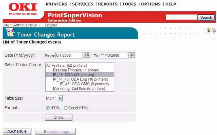 OKI B4350NPS - Generating a Toner Changes Report - 1