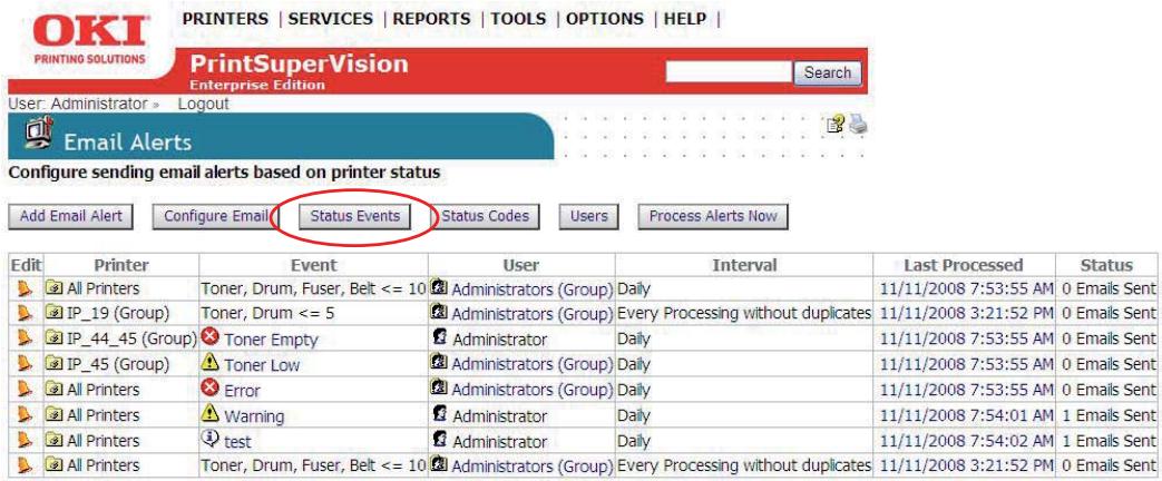 OKI B4350NPS - Configuring Status Events - 1