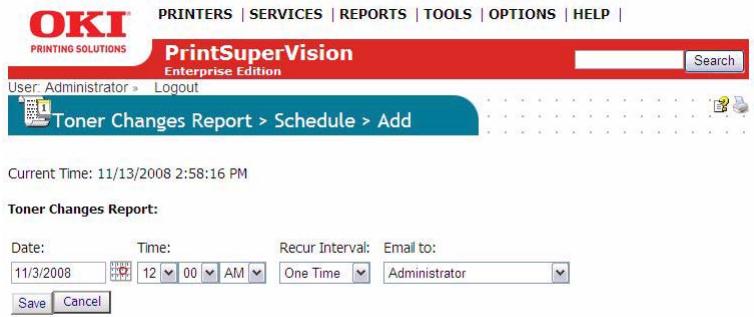 OKI B4350NPS - Scheduling a Toner Changes Report - 2