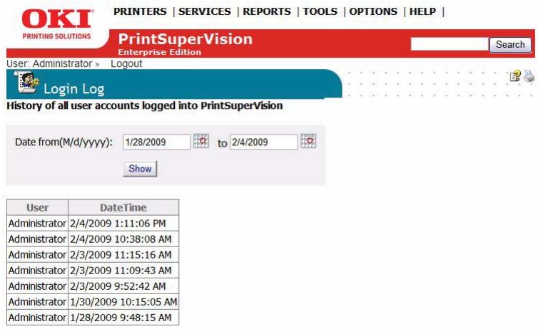 OKI B4350NPS - Viewing a Login Log - 1