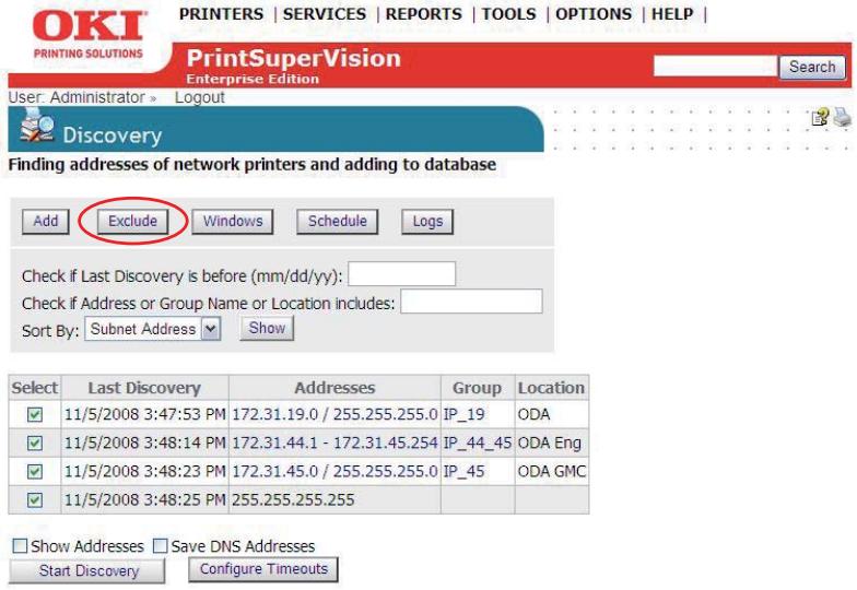 OKI B4350NPS - Discovery: Exclude Button - 1