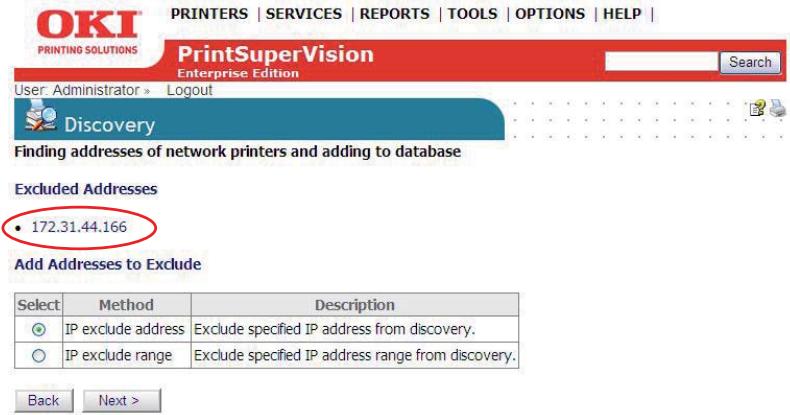 OKI B4350NPS - Discovery: Exclude Button - 2