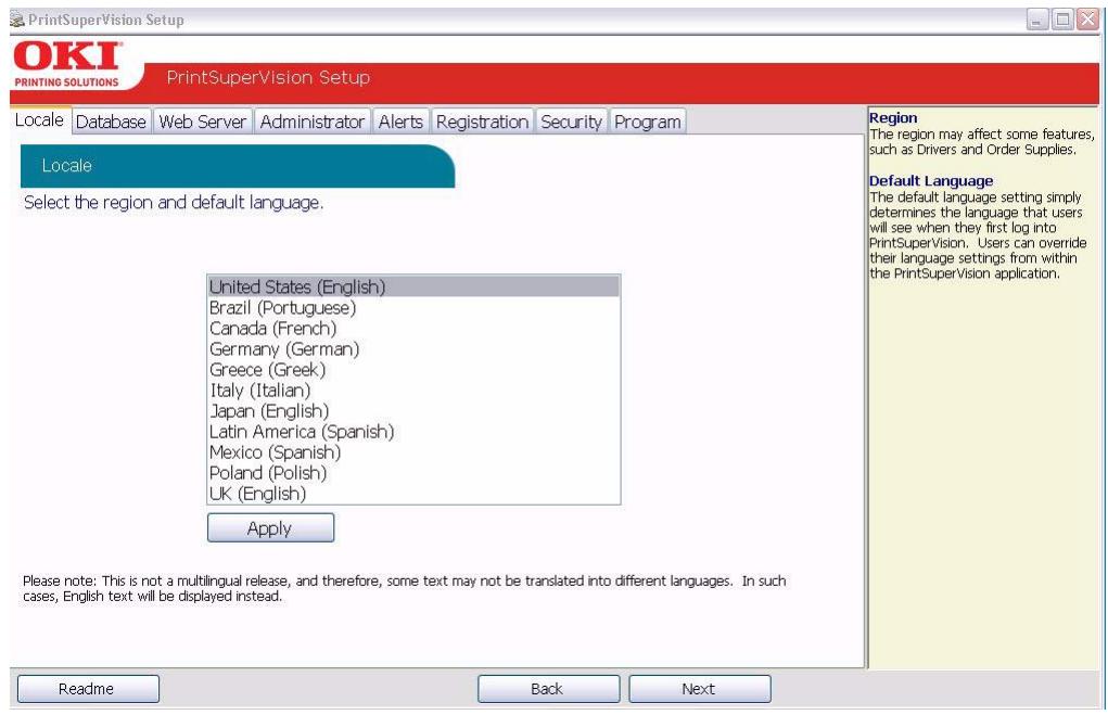 OKI B4350NPS - Selecting a Default Location/Language - 1