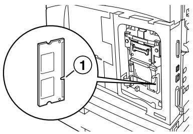 Technical diagram showing a device with a labeled component (1) inserted into a housing or enclosure, including internal components and wiring.