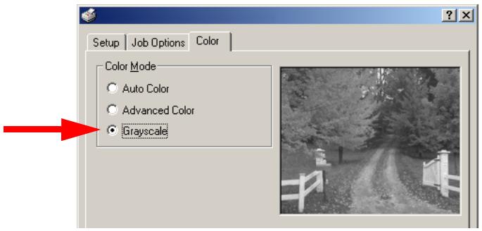 OKI C5400DN - Sélection de l'impression avec toner noir seulement pour un travail particulier dans le pilote PCL : - 1