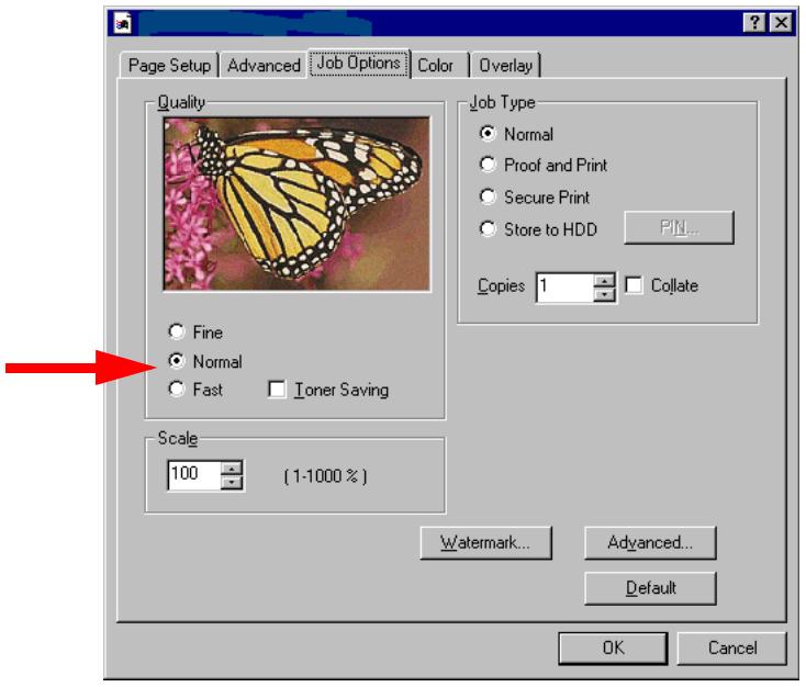 OKI C5400DN - Modification de la résolution pour un travail d'impression - 1