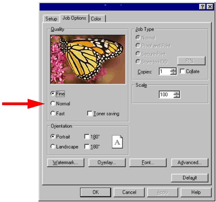 OKI C5400DN - Modification de la résolution pour un travail d'impression - 1