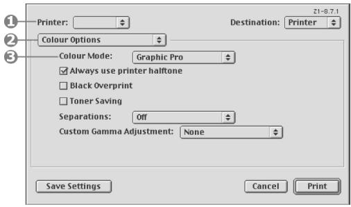OKI C6000N - Paramètres du pilote d'imprimante pour création de profil ICC ou absence de colorimétrie - 2