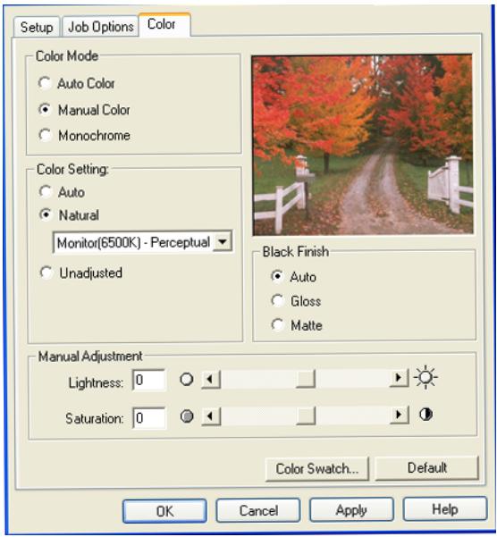 OKI C7350N - Pour régler manuellement les options de concordance des couleurs dans le pilote PCL : - 2