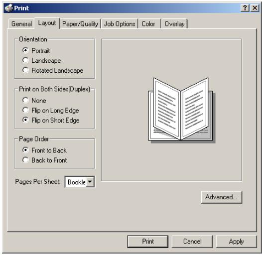 OKI C7550HDN - Sous Pages Per Sheet (Pages par feuille), Sélectionnez Booklet (Livret) dans la liste déroulante. - 2