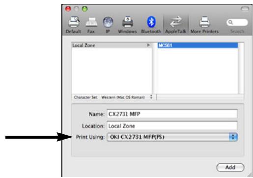 OKI CX2731MFP - Uso do Ethertalk Mac 10.5 (Leopard) - 3