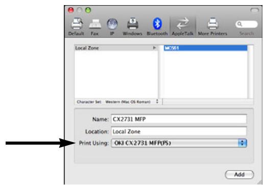 OKI CX2731MFP - Using Ethertalk Mac 10.5 (Leopard) - 3