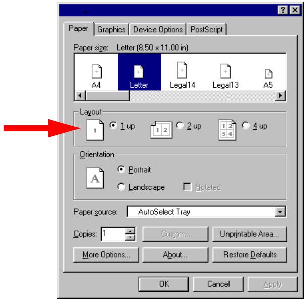 OKI ES1624N - Impression N-Up (N par page) (impression de plusieurs pages sur une page) Windows 98/Me - 1