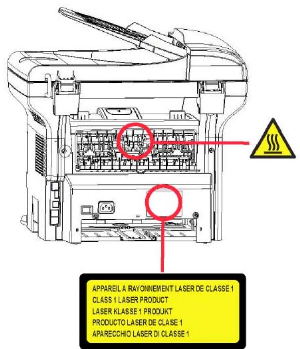 OKI MB290MFP - Positions of Safety labels on the machine - 2