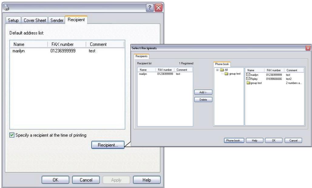 OKI MC351 - On the Recipient tab: - 1