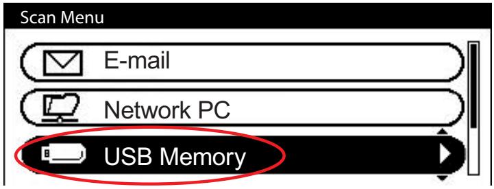 Scan Menu E-mail Network PC USB Memory