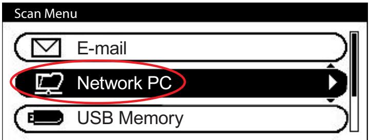 Scan Menu E-mail Network PC USB Memory