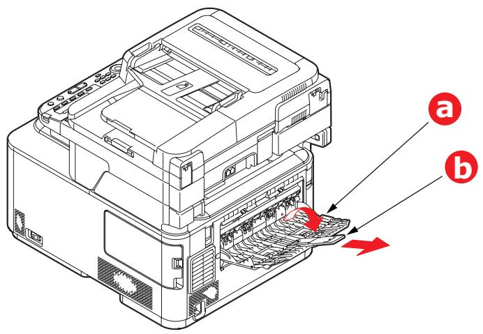 Technical diagram of a device with labeled parts (a) and (b), showing internal structure and directional arrows indicating flow or movement.