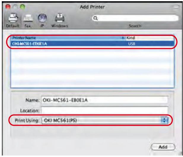 Add Printer Default Fax IP Windows Search Printer Name Kind OKI-MC561-EB0E1A USB Name: OKI-MC561-EB0E1A Location: Print Using: OKI MC561(PS) Add