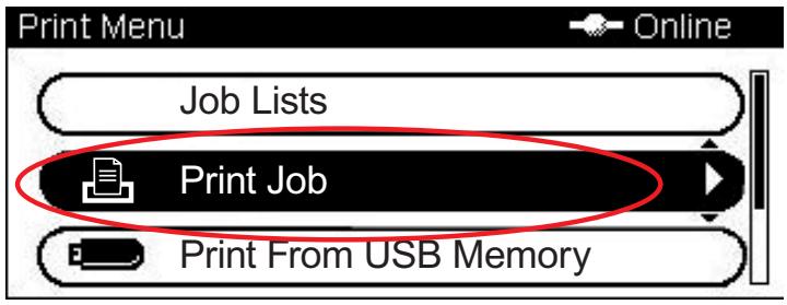 Print Menu Job Lists Print Job Print From USB Memory