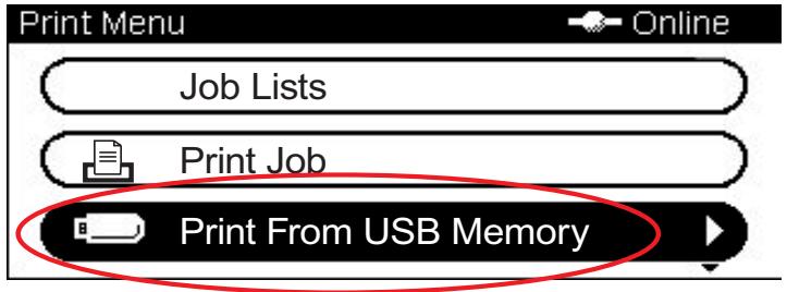 Print Menu Job Lists Print Job Print From USB Memory