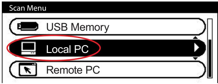 Scan Menu USB Memory Local PC Remote PC