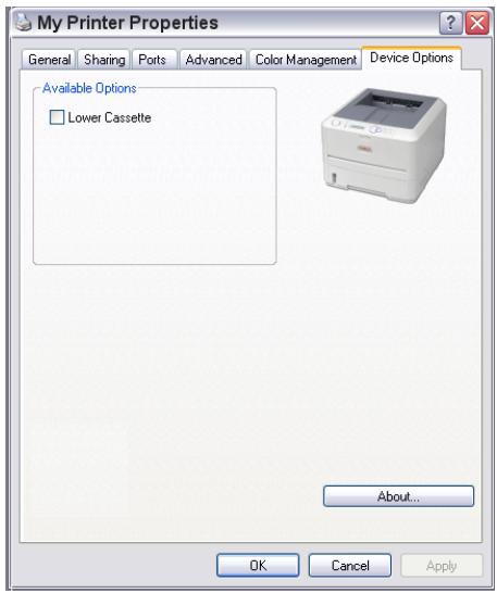 OKI B430DN - Onglet Device Options [Options du périphérique] - 1