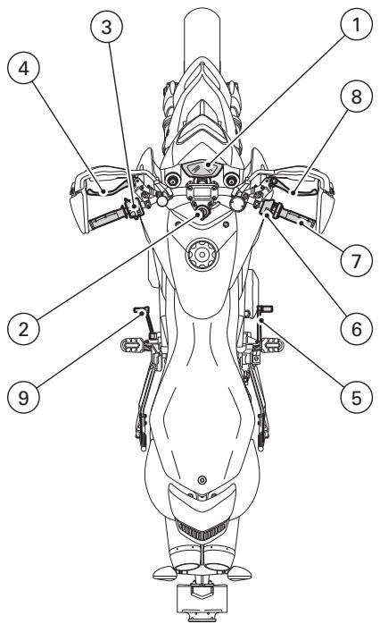 DUCATI HYPERMOTARD 1100 - Position of motorcycle controls (fig. 3) - 1