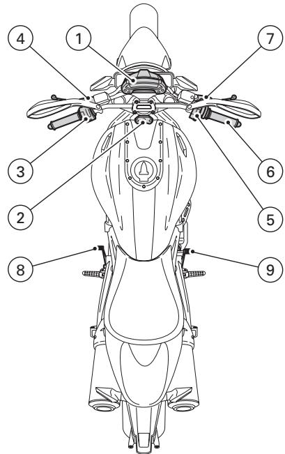 DUCATI MONSTER 1100 - Position of the motorcycle controls (fig. 3) - 1