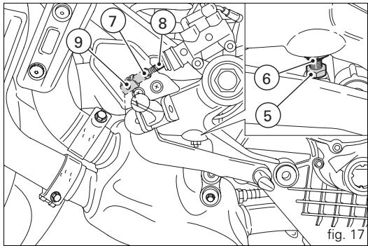 DUCATI S4R S TRICOLORE - Adjusting the position of the rear brake pedal (fig. 17) - 1