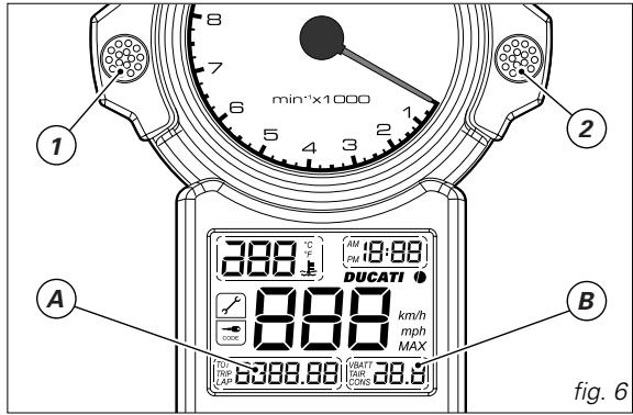 DUCATI 999 - Calling up the right display functions (B) - 1