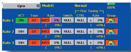 FUTABA 14MZ - Gyro sensitivity and mode switching - 1
