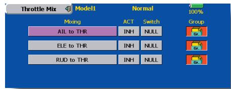 FUTABA 14MZ - Throttle mixing setting - 1