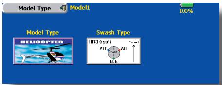 FUTABA 14MZ - Model type and swash type selection - 1